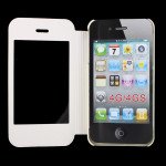 Wholesale iPhone 4S 4 Slim Touch Screen Flip Leather Case (White)